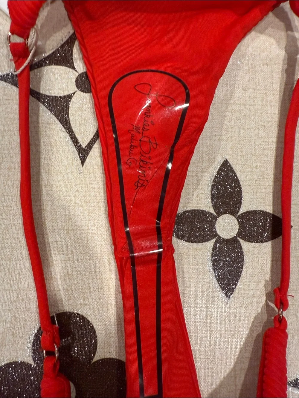 NWT ❣️Frankie's Bikinis Red Paisley Side-Tie Bikini Bottom❣️